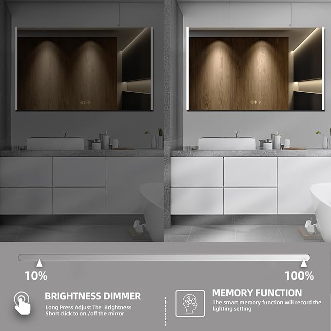Medicine Cabinet with LED Lights and Mirror, 54 x 32 Inch Surface or Recessed - Image 5