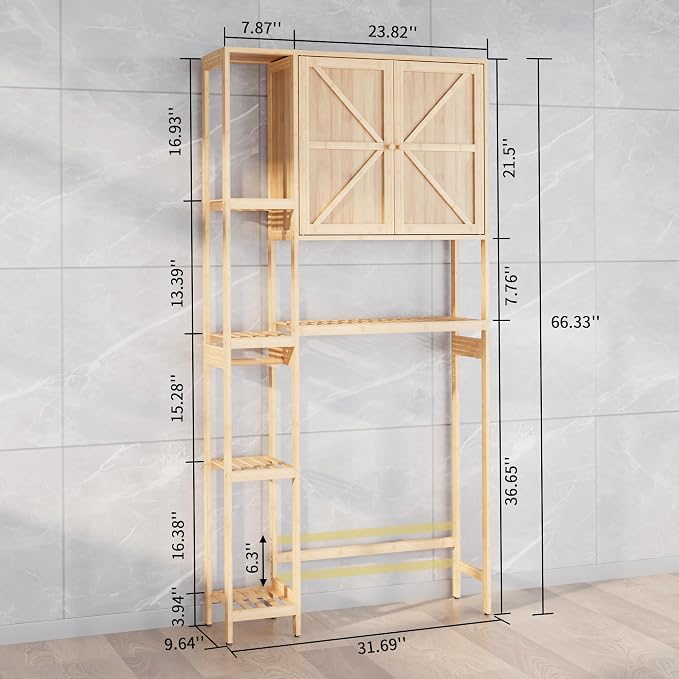 Bamboo Over The Toilet Storage, Above Toilet Organizer Storage Shelf Stand - Image 2