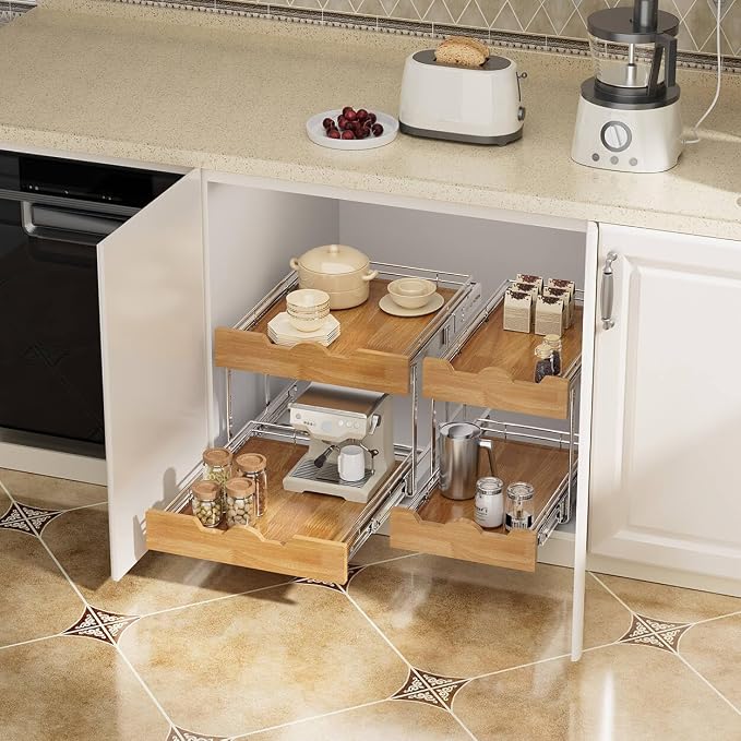OCG Pull Out Cabinet Organizer 11" W x 21" D, 2 Tier Slide Out Shelf, - Image 6