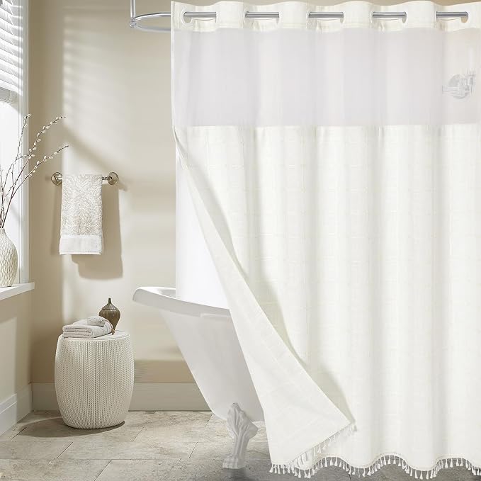 MitoVilla No Hooks Required Farmhouse Shower Curtain by MitoVilla
