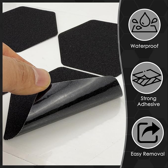 S&X 24 Pcs Shower Non Slip Stickers, Modern Black Bathtub Non Slip Stickers - Image 5