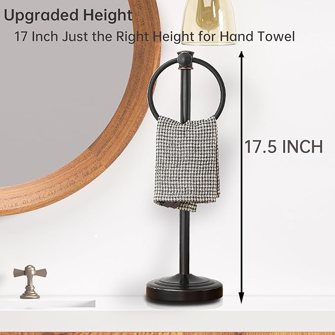 Hoimpro 17 Inch Stand Hand Towel Holder Towel Bar Towel Hanging Ring, Free - Image 5