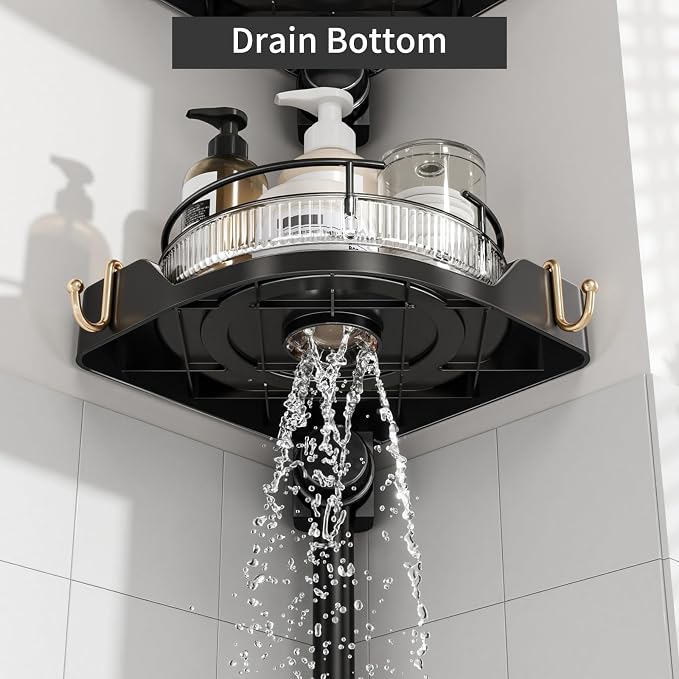 Shower Caddy Tension Pole with 4 L-Lazy Susan Organizer 360 Rotating 35-128 - Image 8