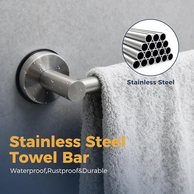 14.6inch~24inch Towel Racks for Bathroom, Adjustable Suction Cup Towel Bar for - Image 4