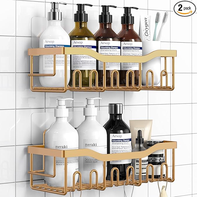 EUDELE Shower Caddy 2 Pack, Adhesive Organizer by EUDELE