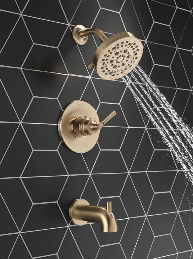 Delta Faucet Saylor 14 Series Gold Tub and Shower Faucet Combo, Bathtub and - Image 2