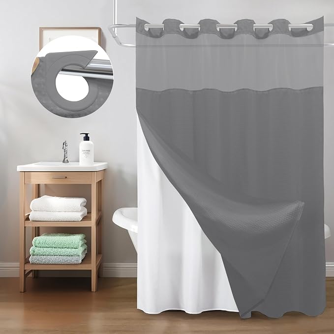 Inhousolu Stall No Hook Shower Curtain - Image 8