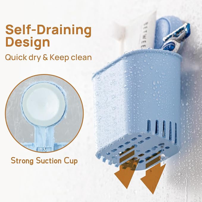LEVERLOC Powerful Suction Cup Toothbrush Holder, Drill-Free Wall Shower Holder - Image 4