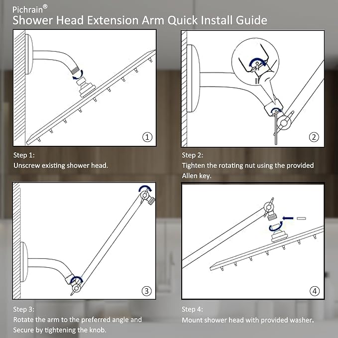 6 Inch Adjustable Shower Head Extension Arm, All-Metal Shower Arm Extender - Image 6