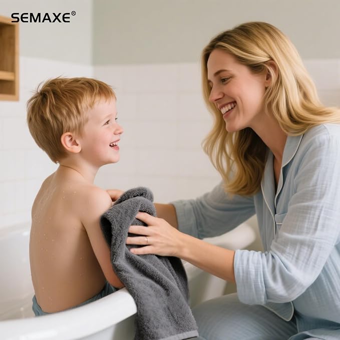 SEMAXE Hand Towel for Bathroom Set, 4 Piece 100% Cotton Gray Towels - Image 9