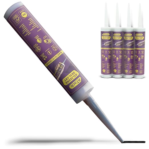 ATack Black Silicone Sealant Caulk 10.1oz 100% Silicone Black Caulking by ATack
