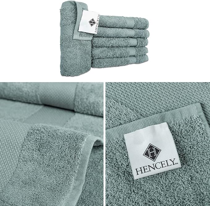 Hencely Premium 6-Pack Washcloths 12x12 Inches Soft Turkish Cotton High - Image 3