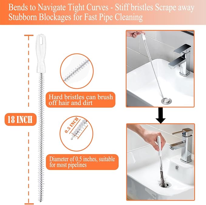 63 In Drain Snake Hair Drain Clog Remover Tool, Sink Drain Cleaner - Image 7
