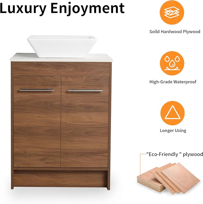 24 Inch Bathroom Vanity with Sink, Mordern Bathroom Vanity, Single Sink - Image 7