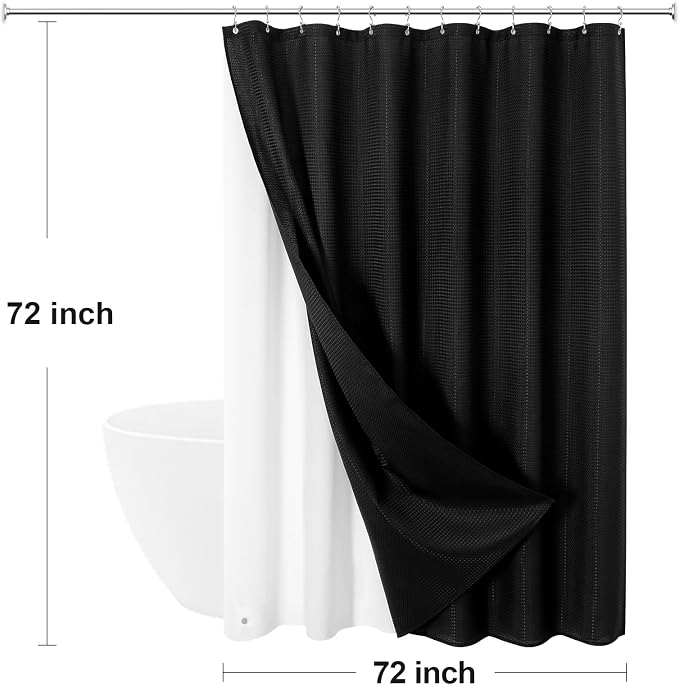 3 in 1 Shower Curtain Set, Waterproof Fabric Shower Curtains - Image 8