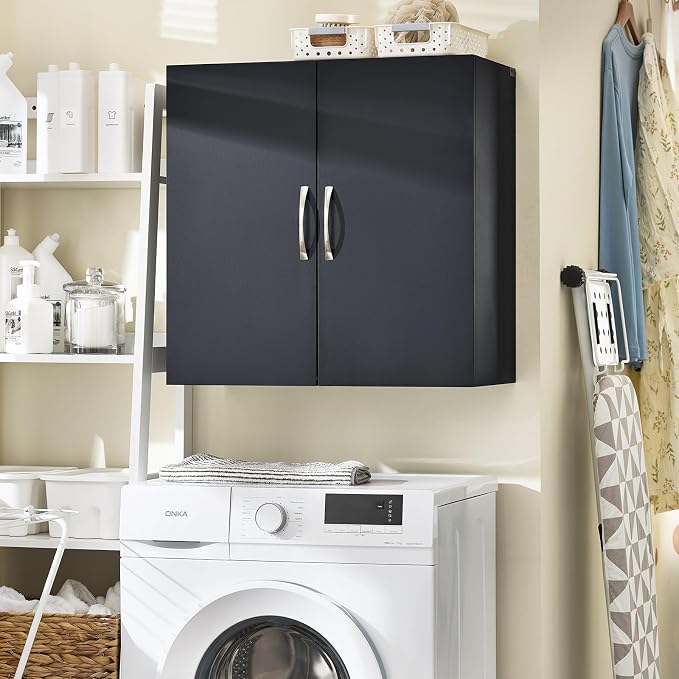 SoBuy Wall Cabinet Laundry Room Kitchen, Over Toilet Storage Cabinet, Medicine - Image 7