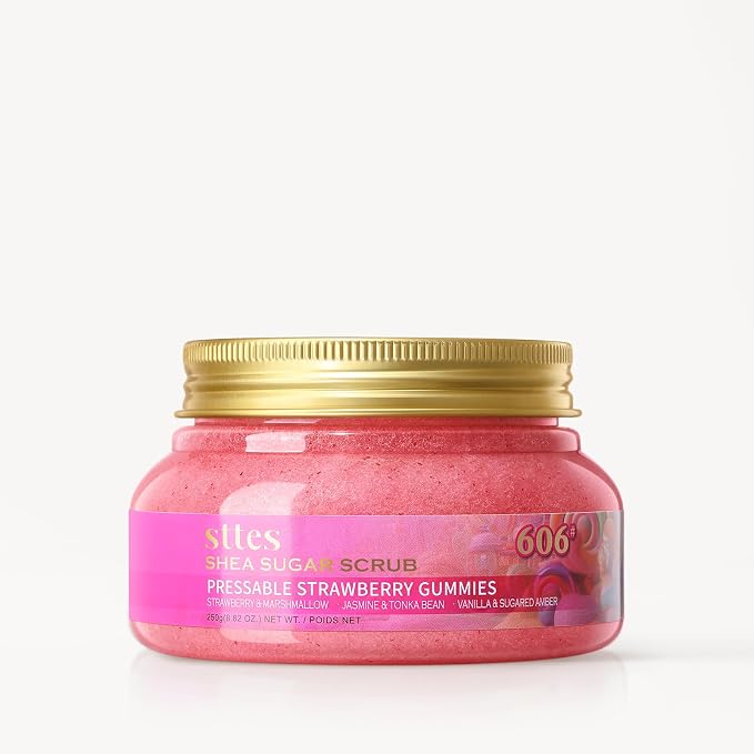 Shea Sugar Body Scrub 606 – Strawberry Candy Scent Shower Treatment 250g by SttesUS