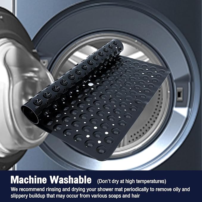 Black Square Shower Bathtub Mat Non Slip 21x21 Inch, Soft Bath Mat - Image 6
