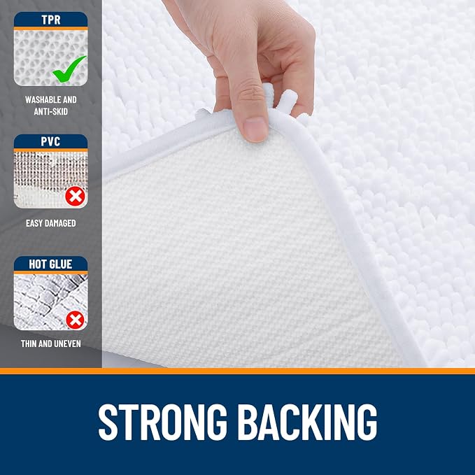 OLANLY Bathroom Rugs 40x32, Extra Soft Absorbent Chenille Bath Rugs, Rubber - Image 6