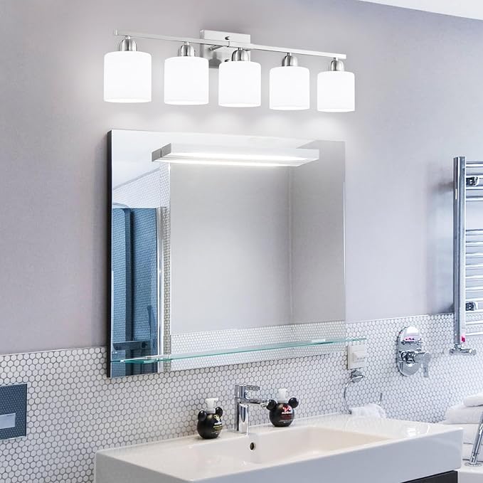 5 Light Bathroom Light Fixtures Brushed Nickel, Bathroom Vanity Light - Image 8