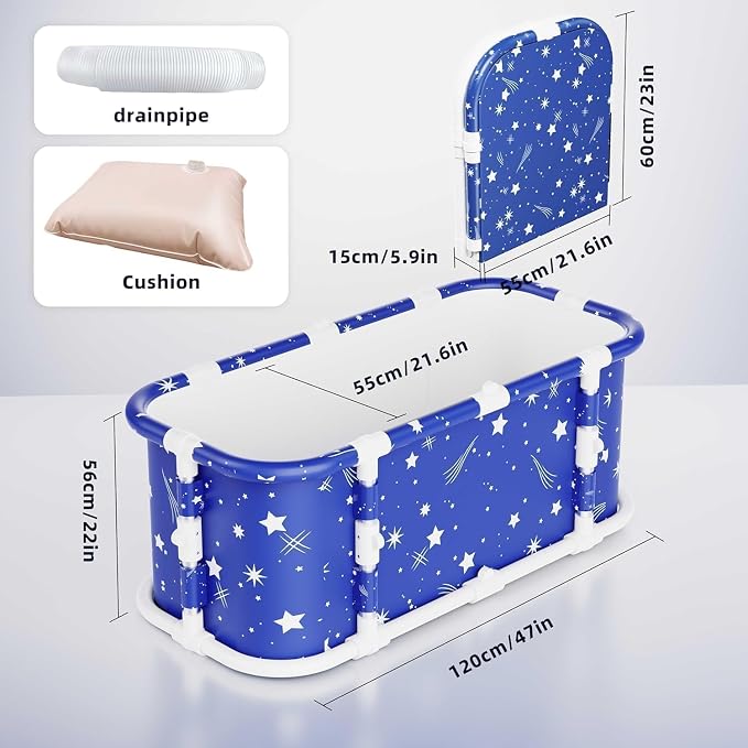 Portable Bathtub, 47“ Foldable Bathtub-Installation Free, 7 Layers Thicken - Image 4