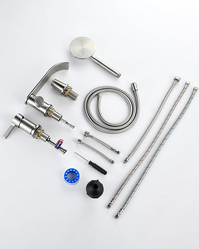 Roman Tub Faucet with Hand Shower, Deck Mount Bathtub Filler Faucet with Sprayer - Image 9