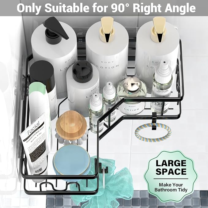 Corner Shower Caddy Bathroom Organizer Adhesive Shower Rack Bathtub Shelves - Image 3