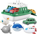 Ferry Boat with 4 Car and 4 Wind Up Bath Swimming Toys, Kids Bath Toy Floating by OKGIUGN