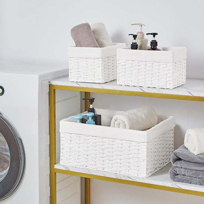 Vagusicc Wicker Basket, Decorative Rectangle Wicker Storage Basket Bins - Image 4