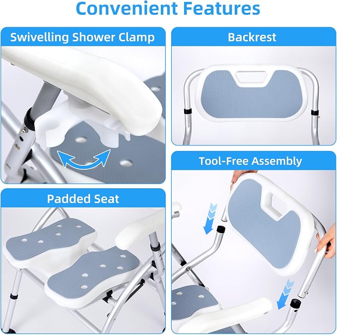 Shower Chair for Inside Shower, Foldable Shower Chair for Elderly and Disabled - Image 5