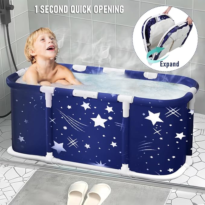 Portable Bathtub, 47 in Freestanding Soaking Bath Tub - Image 3