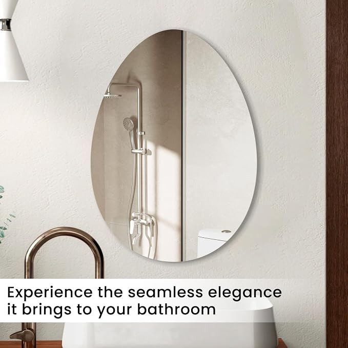VASUHOME Drop Frameless Bathroom Mirror, 20 x 28 Inch Wall Vanity Mirror - Image 5
