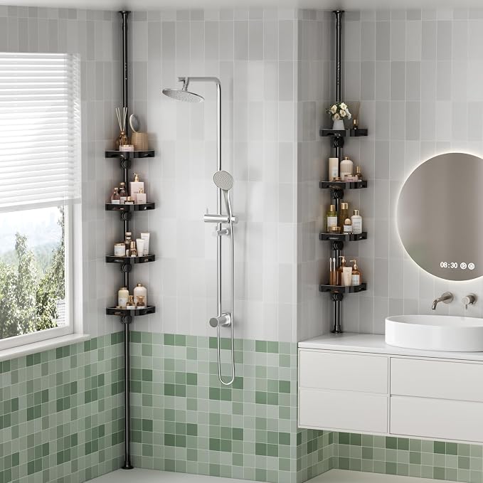 4-Tier Corner Shower Caddy Tension Pole Organizer - Image 3