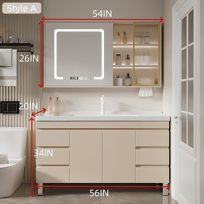 56IN Modern Bathroom Vanity - Image 2