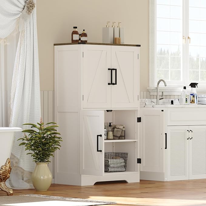 Treocho Bathroom Floor Cabinet, Farmhouse Bathroom Storage Cabinet - Image 8