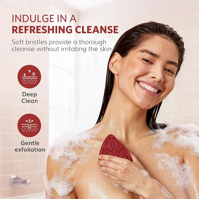 Sndyi Christmas Silicone Body Scrubber, Limited Edition Leaf-Shaped Shower Brush - Image 4