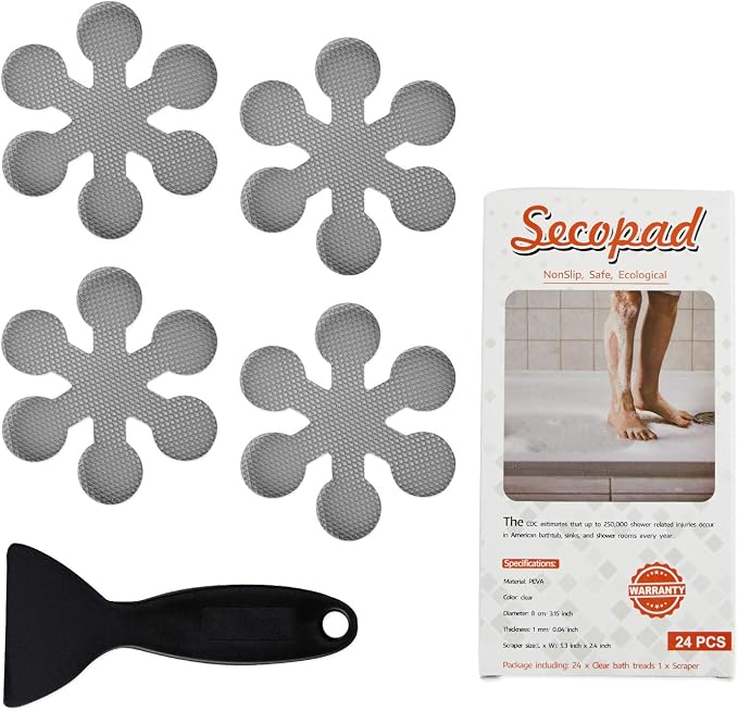 Bathtub Stickers Non-Slip, Safety Shower Treads Adhesive Appliques by Secopad
