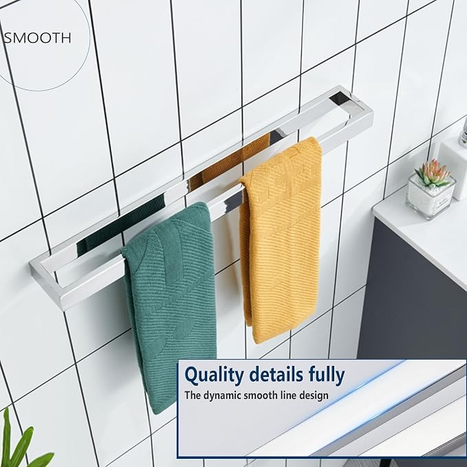 KOKOSIRI Towel Bars Chrome Bath Towel Rack 24-Inch Kitchen Holders Polished - Image 4