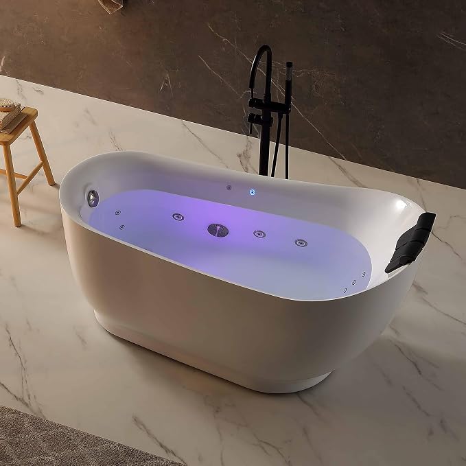 Empava Update Acrylic Whirlpool Bathtub, 59 Inch Acrylic Freestanding Jetted Tub - Image 2