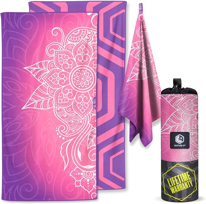 VENTURE 4TH Microfiber Beach Towel: Quick-Dry, Sandproof and Lightweight by VENTURE4TH