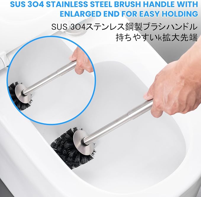 Toilet Brush and Holder Case Coated Metal Case and Stainless Steel Handle - Image 7