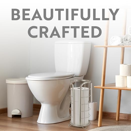 BROOKSTONE, Nickel Toilet Paper Holder, Freestanding Bathroom Tissue Organizer - Image 2