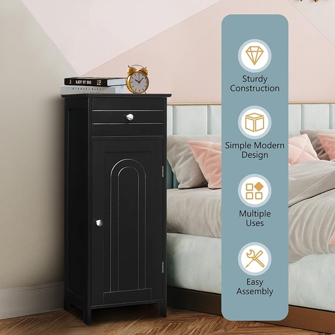 COSTWAY Bathroom Storage Cabinet, Single Door Floor Cabinet - Image 8
