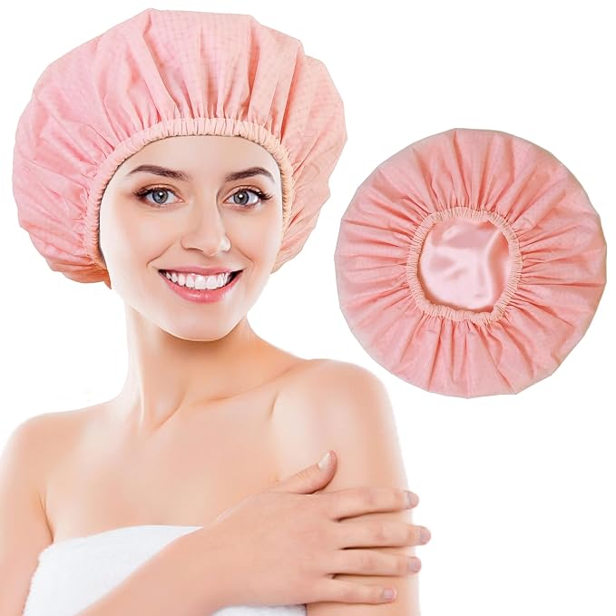 Shower Cap for Women, Shower Caps Reusable Waterproof, Large Plastic Satin by choshion