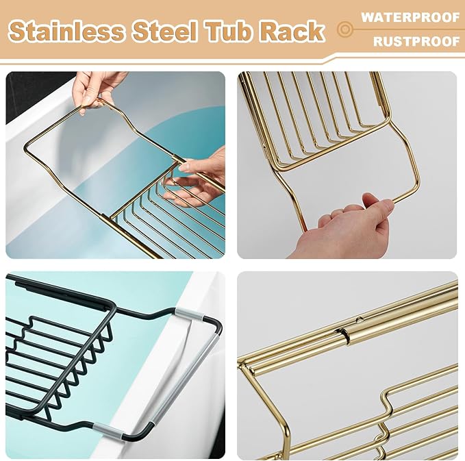 Stainless Steel Bathtub Caddy Tray, Expandable Bath Tub Tray Table, Adjustable - Image 7