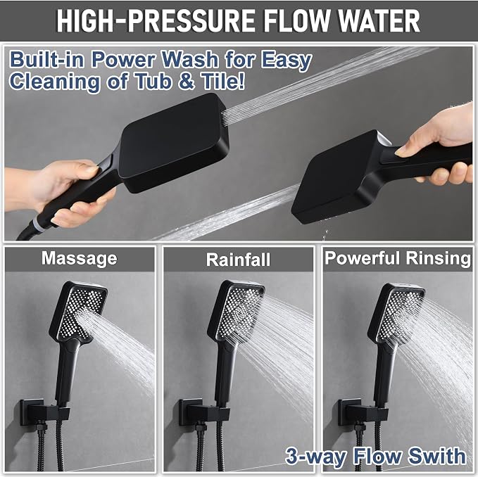 Thermostatic Shower Valve/System 12 inches Black Brass Faucet Set - Image 3