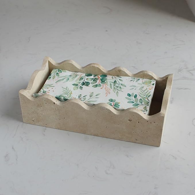 Natural Travertine Guest Towel Holder 9.8" × 4.9" - Image 2