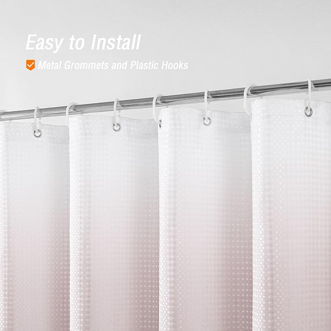 Gibelle Ombre Shower Curtain, Waffle Weave Textured Bathroom Curtains Shower Set - Image 5