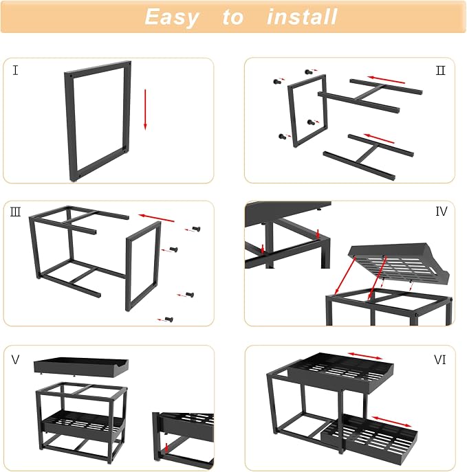 2-Tier Bathroom Organizers and Storage, Metal Under Sink Organizers, Pull Out - Image 6