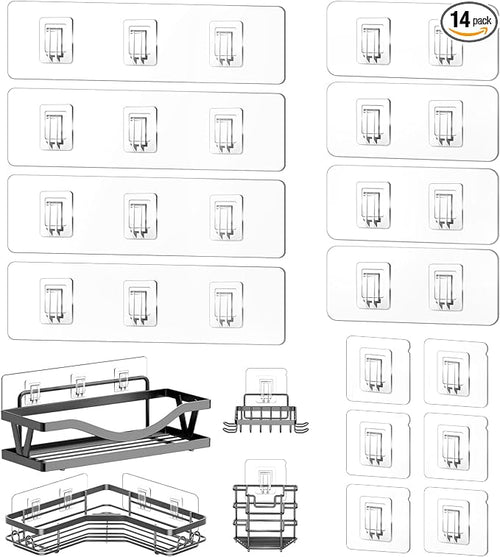 14 Pack Shower Caddy Replacement, Strong Hooks, No Drilling Shower Shelf by FGSAEOR